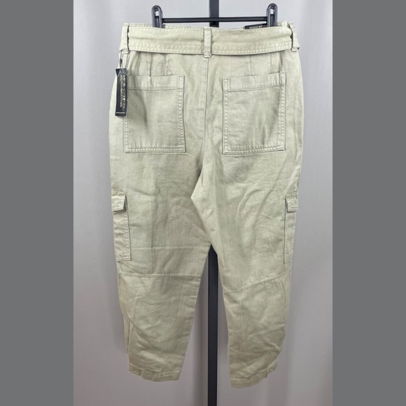NEW Banana Republic Jeans Womens 4 green denim straight taper cargo casual - Picture 7 of 9